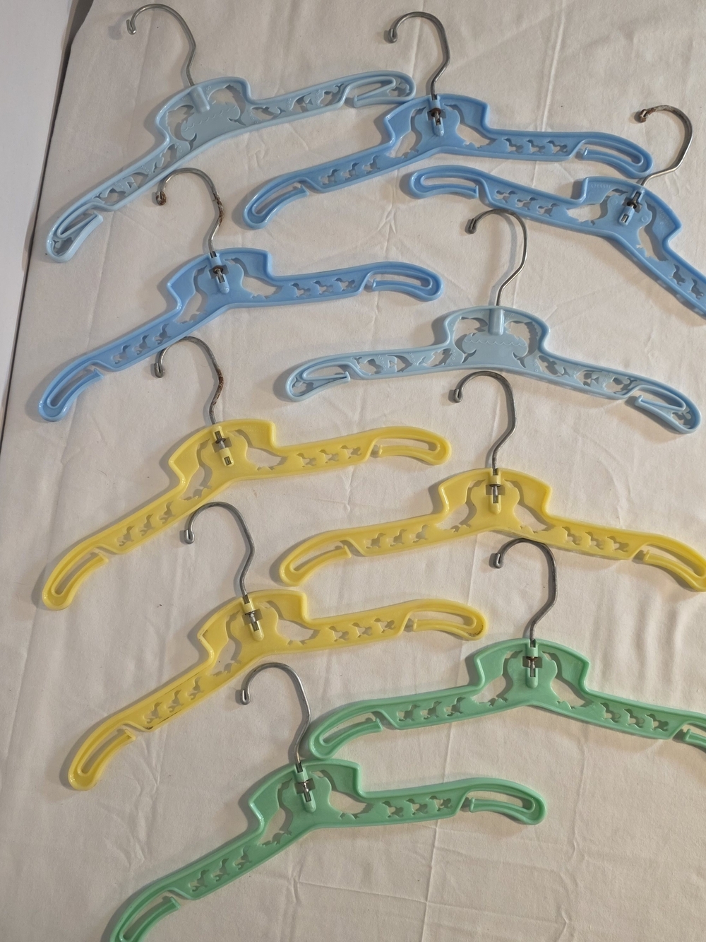 Vintage Plastic Duck Childrens Clothes Hangers Wire Hook Lot of 10 Pastel